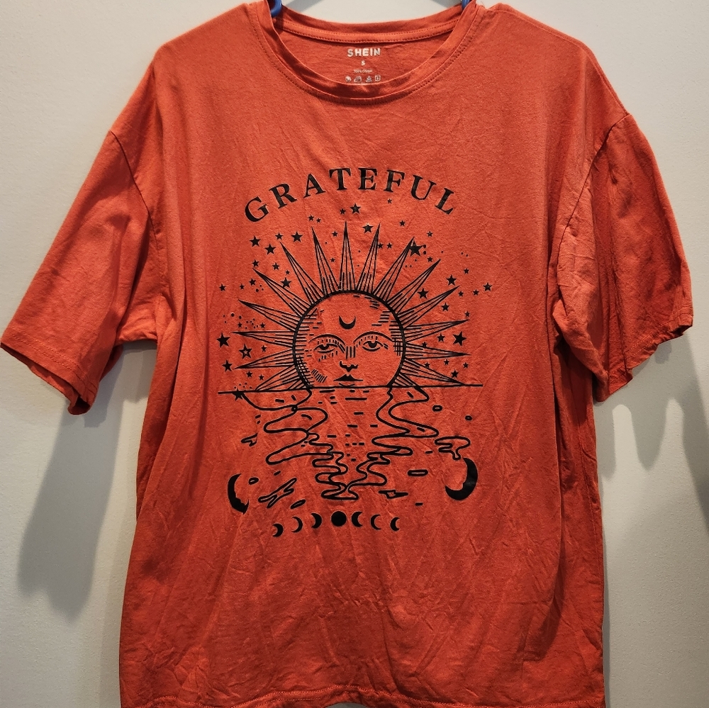 Shein mens / Unisex small grateful orange shirt